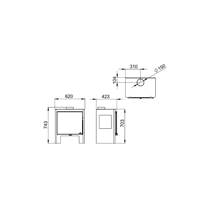 Piec na drewno Shiva z 3 szybami – 10 kW – Image 6